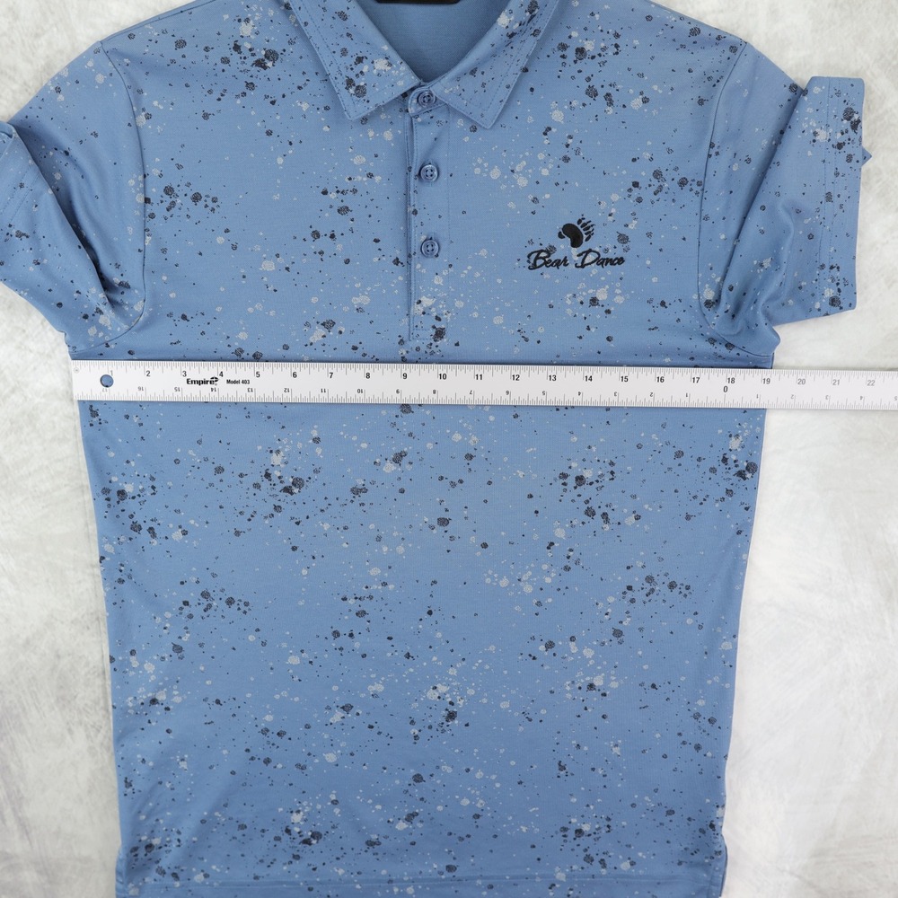 Travis Mathew Splatter Print Golf Polo Mens Small S Blue Bear Dance Golf Club - Picture 8 of 10